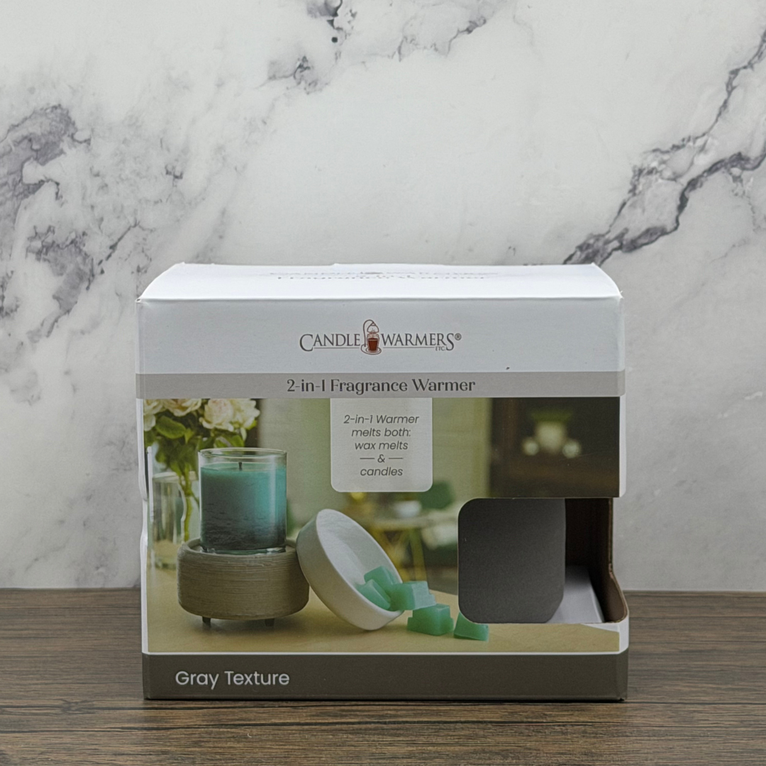 2-in-1 Grey Textured Wax Melt/Candle Warmer - Corded