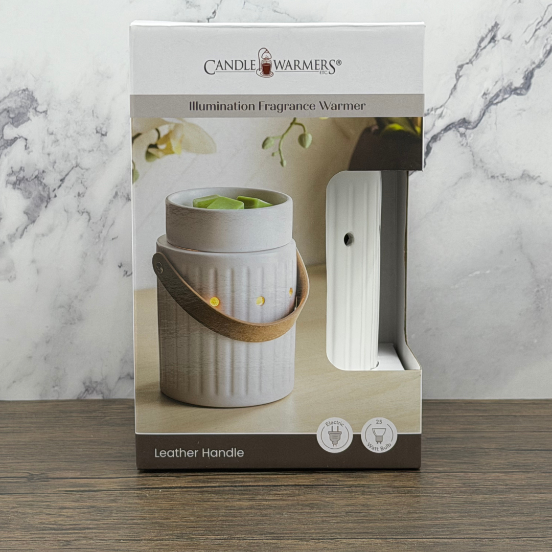 White w/Leather Handle Wax Melt Warmer - Corded