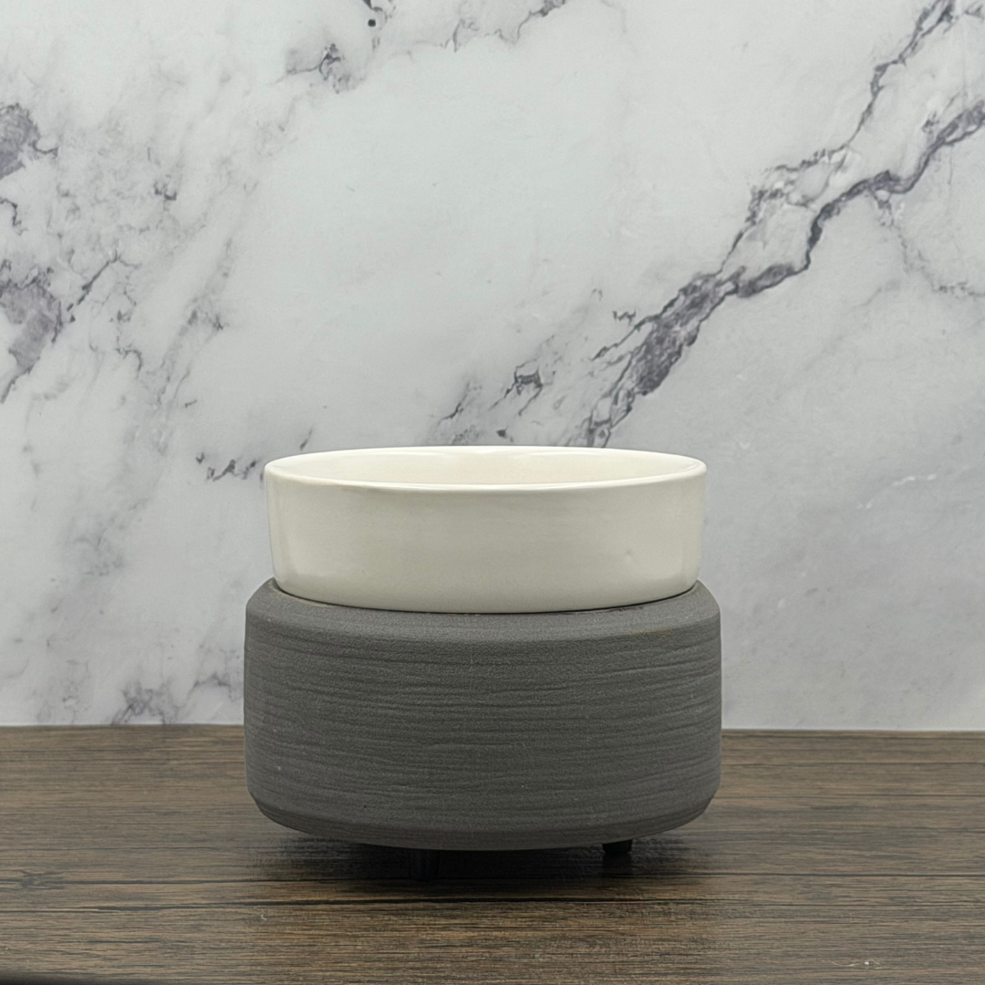 2-in-1 Grey Textured Wax Melt/Candle Warmer - Corded