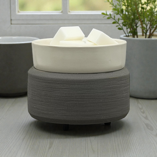 2-in-1 Grey Textured Wax Melt/Candle Warmer - Corded