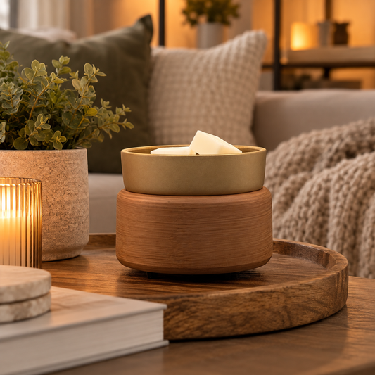 2-in-1 Walnut Wax Melt/Candle Warmer - Corded