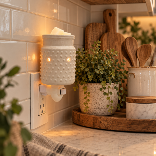 White Hobnail Wax Melt Warmer - Plug-In