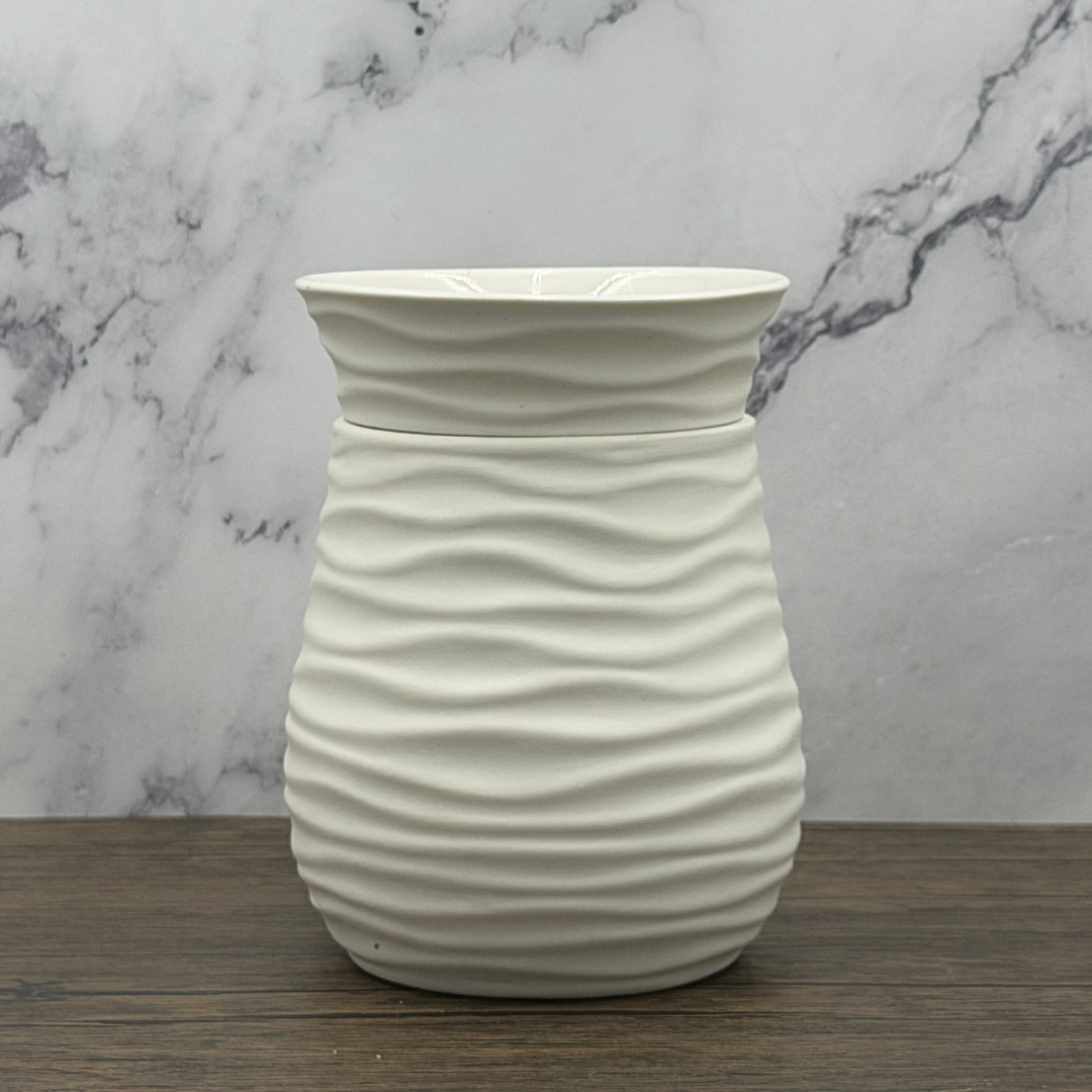 White Wavy Wax Melt Warmer - Corded