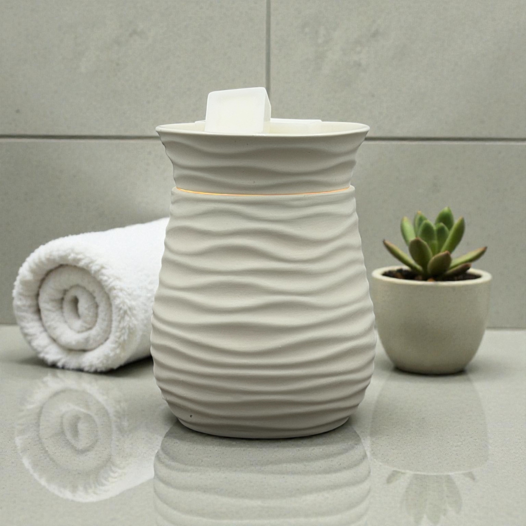 White Wavy Wax Melt Warmer - Corded